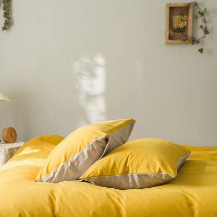 91家纺网 家纺一手货源 找家纺 原研家居 2020全棉针织棉纯色系列单枕套一对 中黄米咖