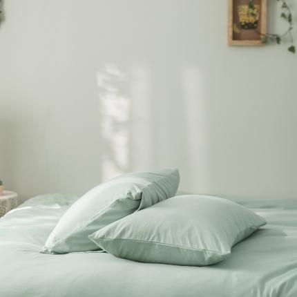 91家纺网 家纺一手货源 找家纺 原研家居 2020全棉针织棉纯色系列单枕套一对 薄荷绿