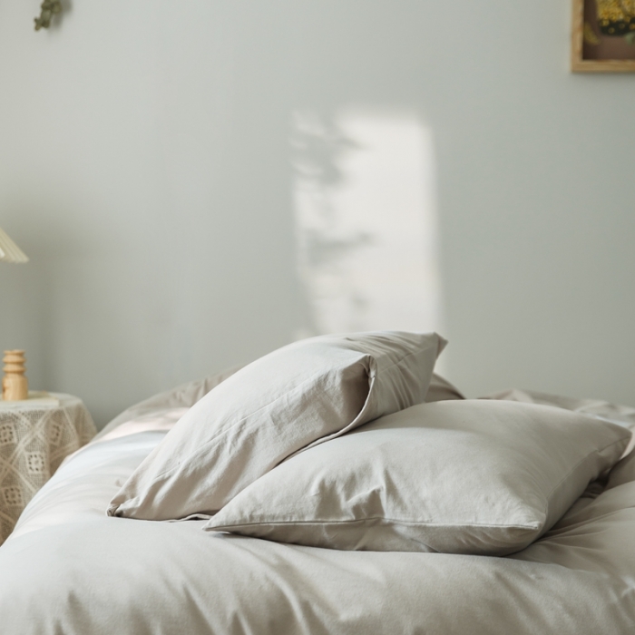 91家纺网 家纺一手货源 找家纺 原研家居 2020全棉针织棉纯色系列单枕套一对 米咖