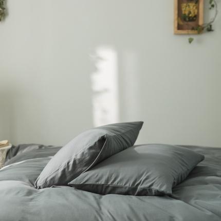 原研家居 2020全棉针织棉纯色系列单枕套一对 中灰