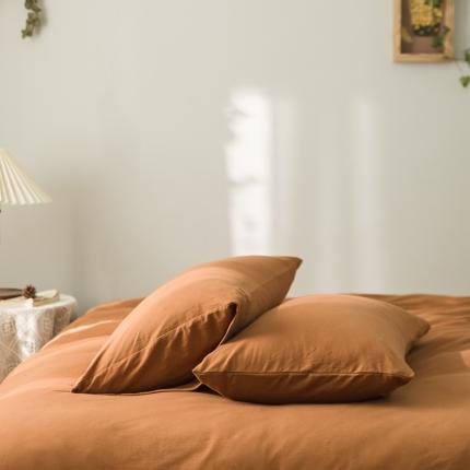 原研家居 2020全棉针织棉纯色系列单枕套一对 焦糖色