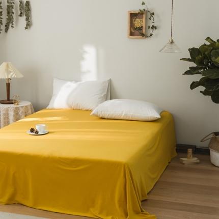原研家居 2020新款全棉针织棉纯色系列单床单 中黄