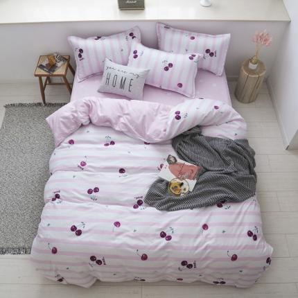 91家纺网 家纺一手货源 找家纺 乐居坊 2020新款简约小清新芦荟棉四件套 车厘子