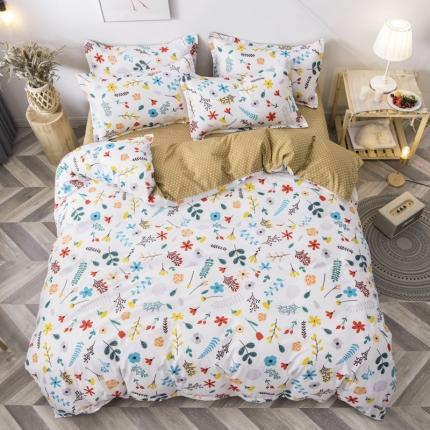 91家纺网 家纺一手货源 找家纺 乐居坊 2020新款简约小清新芦荟棉四件套 花儿朵朵