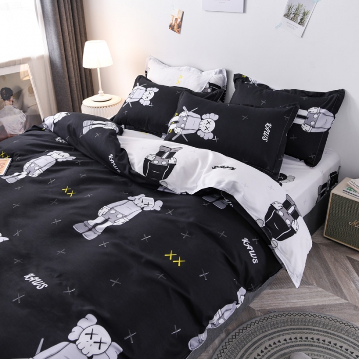 91家纺网 家纺一手货源 找家纺 乐居坊 2020新款简约小清新芦荟棉四件套 Kaws原创