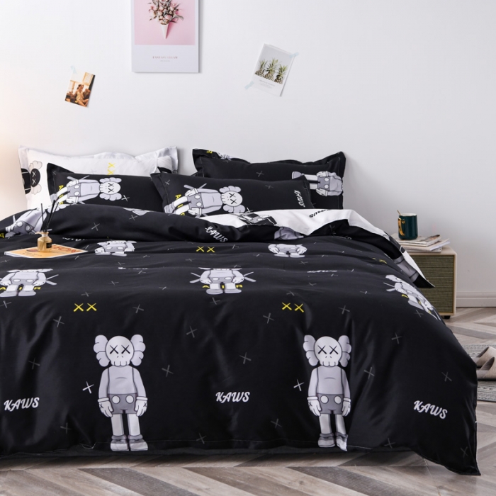 91家纺网 家纺一手货源 找家纺 乐居坊 2020新款简约小清新芦荟棉四件套 Kaws原创