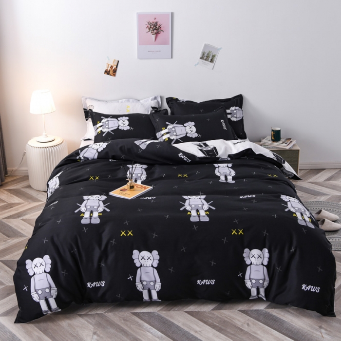 91家纺网 家纺一手货源 找家纺 乐居坊 2020新款简约小清新芦荟棉四件套 Kaws原创