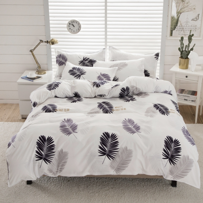 91家纺网 家纺一手货源 找家纺 乐居坊 2020新款简约小清新芦荟棉四件套 安琪拉