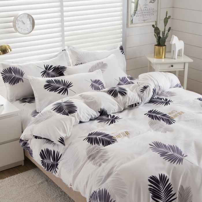 91家纺网 家纺一手货源 找家纺 乐居坊 2020新款简约小清新芦荟棉四件套 安琪拉