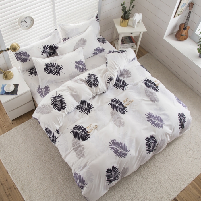 91家纺网 家纺一手货源 找家纺 乐居坊 2020新款简约小清新芦荟棉四件套 安琪拉