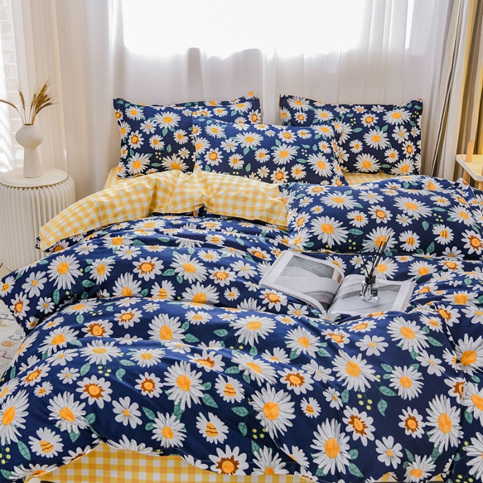 91家纺网 家纺一手货源 找家纺 乐居坊 2020新款简约小清新芦荟棉四件套 巴黎春天