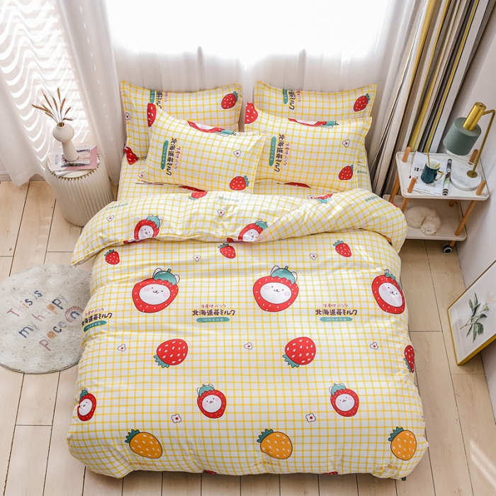 91家纺网 家纺一手货源 找家纺 乐居坊 2020新款简约小清新芦荟棉四件套 北海慕斯