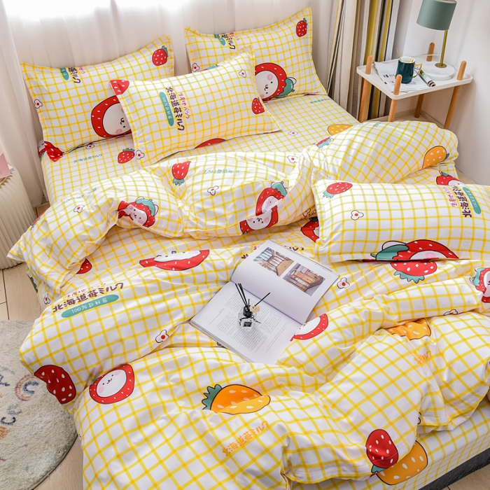 91家纺网 家纺一手货源 找家纺 乐居坊 2020新款简约小清新芦荟棉四件套 北海慕斯