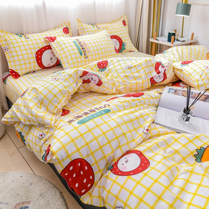 91家纺网 家纺一手货源 找家纺 乐居坊 2020新款简约小清新芦荟棉四件套 北海慕斯