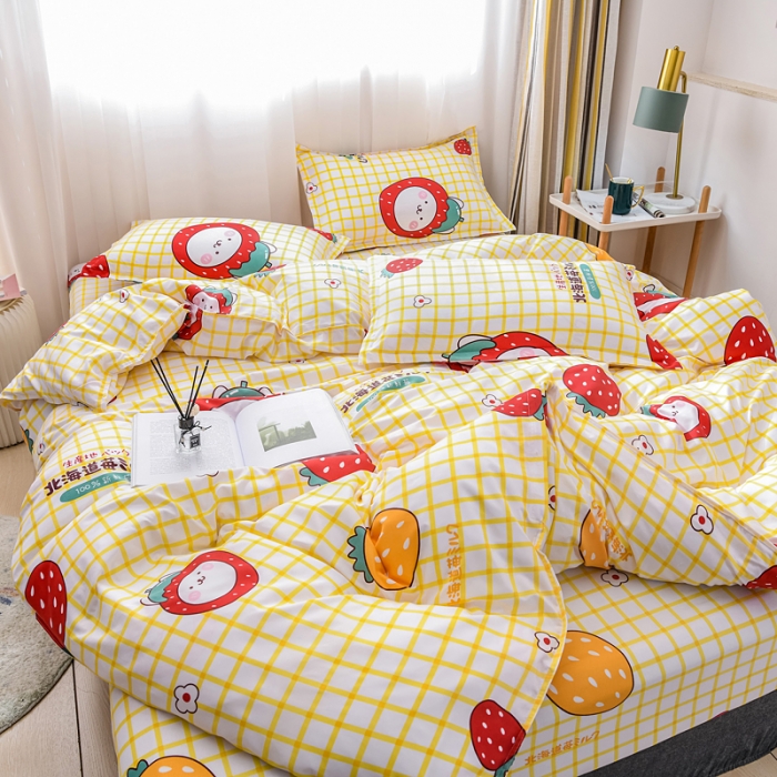 91家纺网 家纺一手货源 找家纺 乐居坊 2020新款简约小清新芦荟棉四件套 北海慕斯