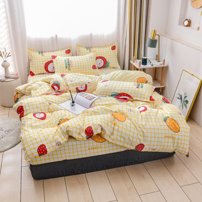 91家纺网 家纺一手货源 找家纺 乐居坊 2020新款简约小清新芦荟棉四件套 北海慕斯