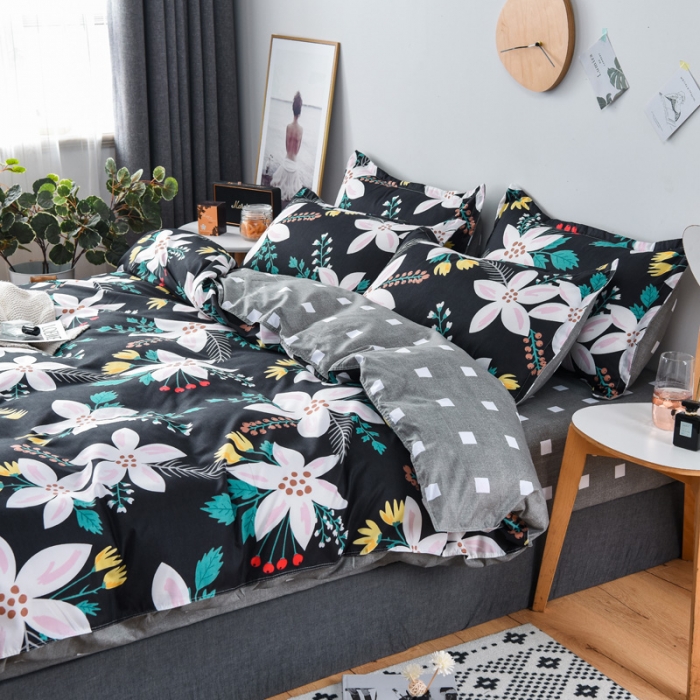 91家纺网 家纺一手货源 找家纺 乐居坊 2020新款简约小清新芦荟棉四件套 贝拉