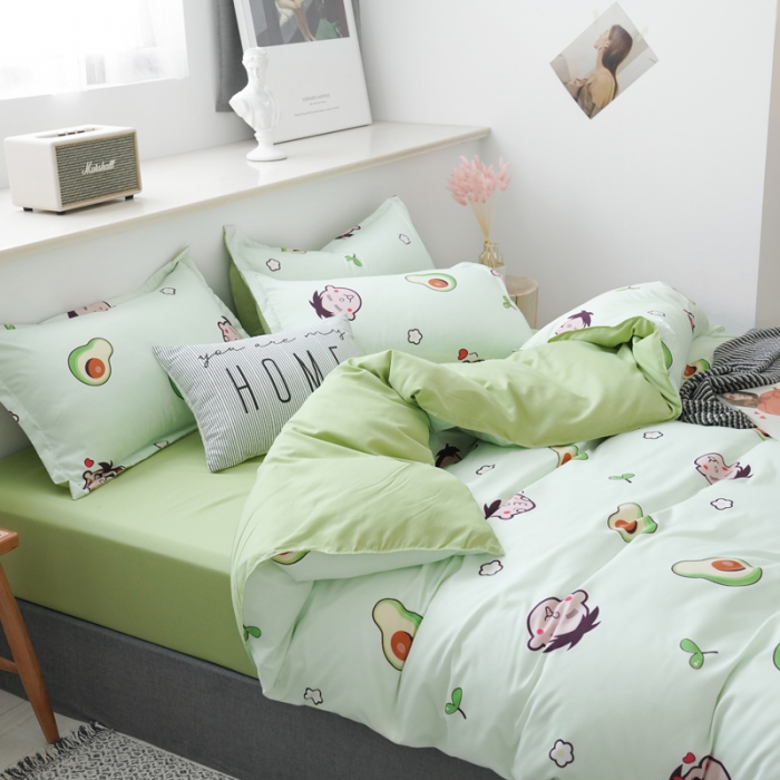 91家纺网 家纺一手货源 找家纺 乐居坊 2020新款简约小清新芦荟棉四件套 缤纷旺仔