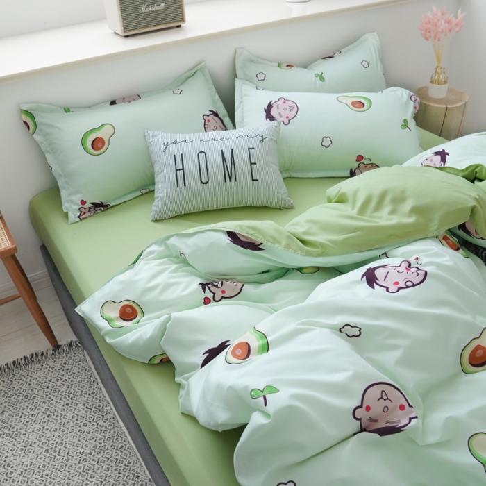 91家纺网 家纺一手货源 找家纺 乐居坊 2020新款简约小清新芦荟棉四件套 缤纷旺仔