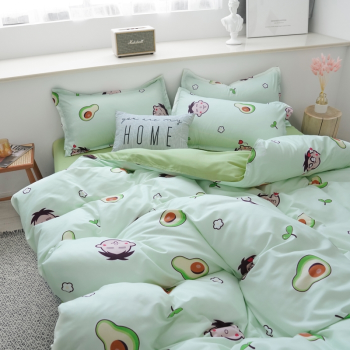 91家纺网 家纺一手货源 找家纺 乐居坊 2020新款简约小清新芦荟棉四件套 缤纷旺仔