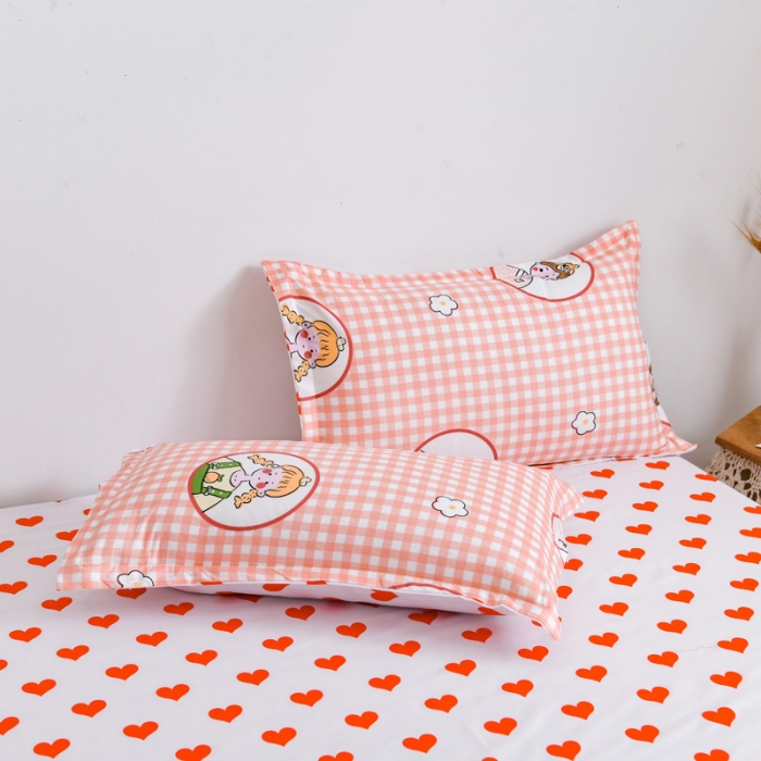 91家纺网 家纺一手货源 找家纺 乐居坊 2020新款简约小清新芦荟棉四件套 彩虹女孩