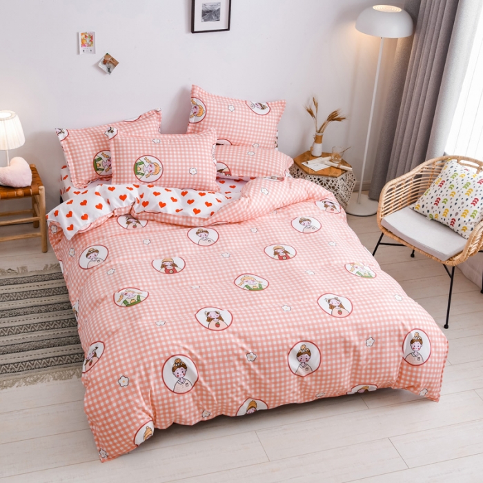 91家纺网 家纺一手货源 找家纺 乐居坊 2020新款简约小清新芦荟棉四件套 彩虹女孩