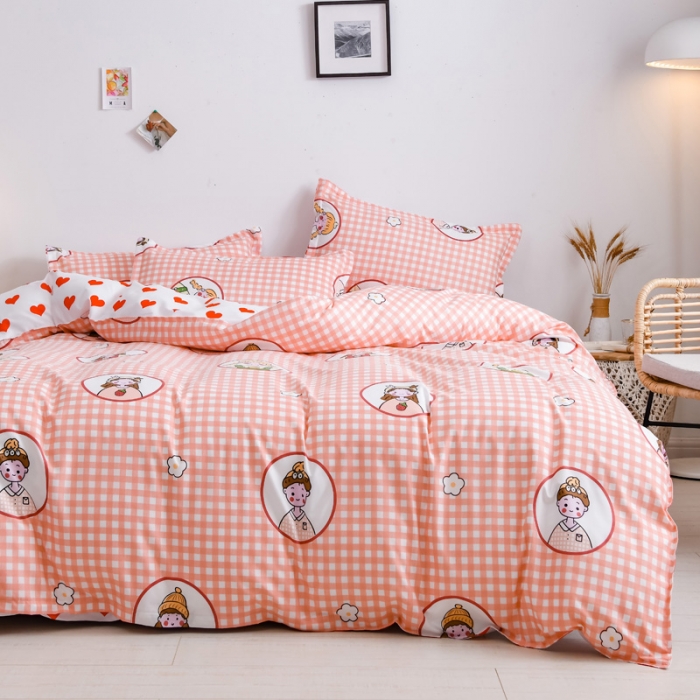 91家纺网 家纺一手货源 找家纺 乐居坊 2020新款简约小清新芦荟棉四件套 彩虹女孩