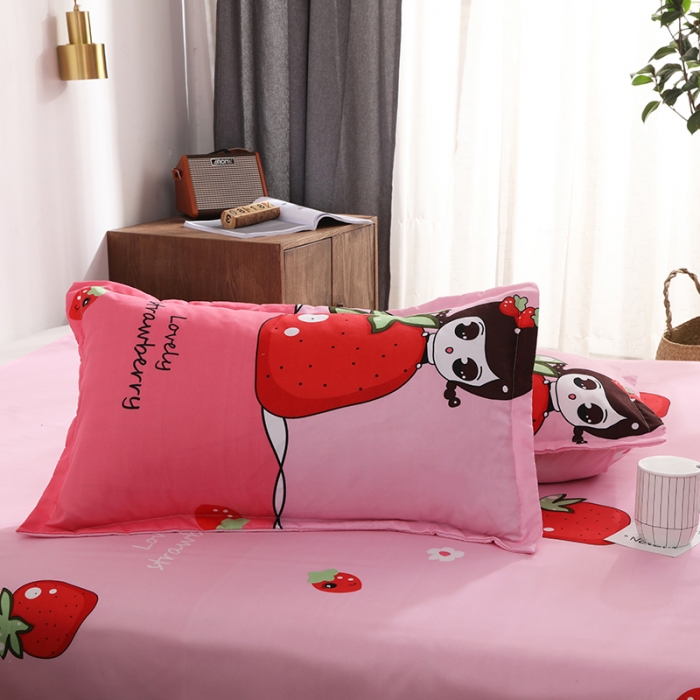 91家纺网 家纺一手货源 找家纺 乐居坊 2020新款简约小清新芦荟棉四件套 草莓伴侣