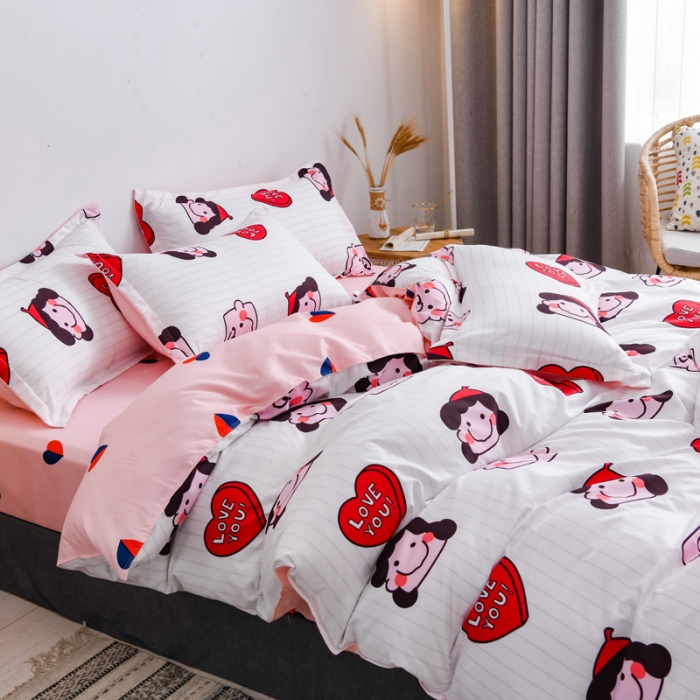 91家纺网 家纺一手货源 找家纺 乐居坊 2020新款简约小清新芦荟棉四件套 查理与露西