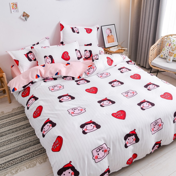 91家纺网 家纺一手货源 找家纺 乐居坊 2020新款简约小清新芦荟棉四件套 查理与露西