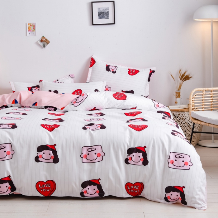 91家纺网 家纺一手货源 找家纺 乐居坊 2020新款简约小清新芦荟棉四件套 查理与露西