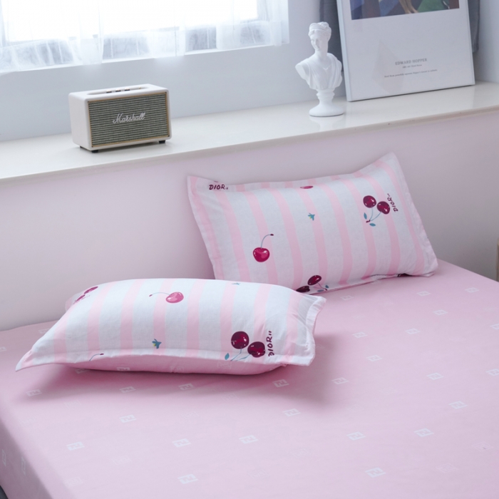 91家纺网 家纺一手货源 找家纺 乐居坊 2020新款简约小清新芦荟棉四件套 车厘子