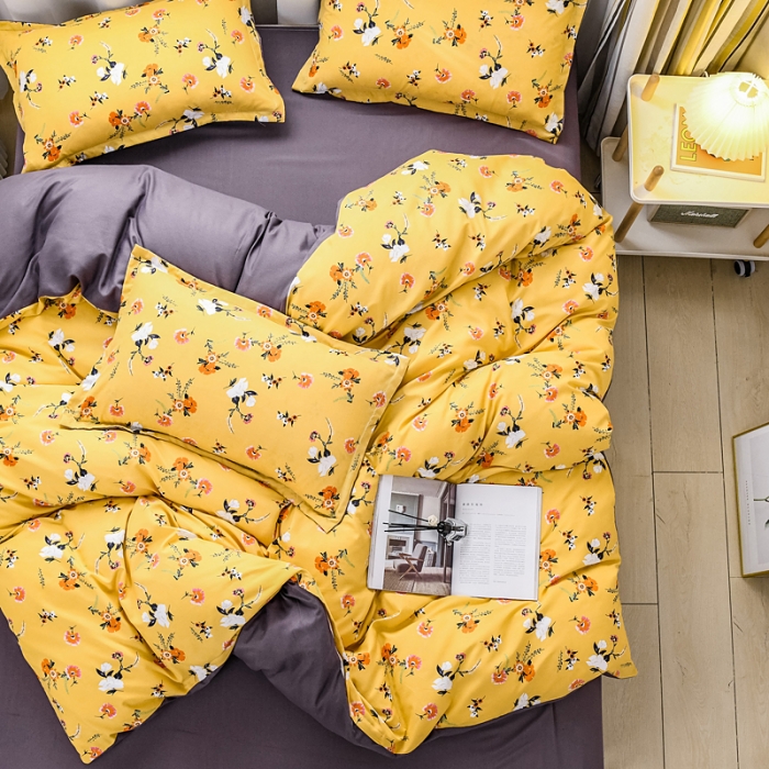 91家纺网 家纺一手货源 找家纺 乐居坊 2020新款简约小清新芦荟棉四件套 橙瑶