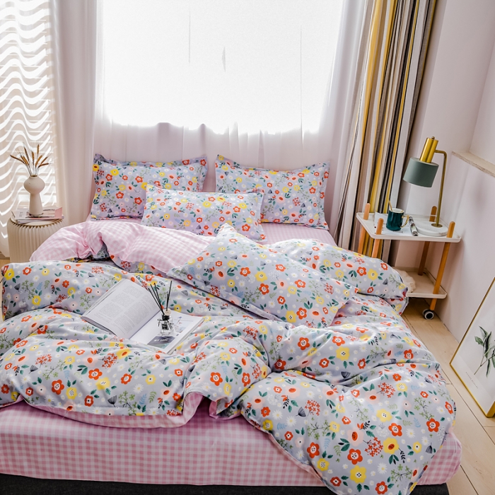 91家纺网 家纺一手货源 找家纺 乐居坊 2020新款简约小清新芦荟棉四件套 初恋