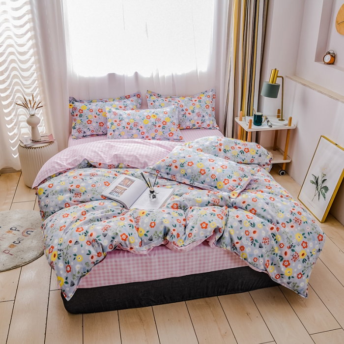 91家纺网 家纺一手货源 找家纺 乐居坊 2020新款简约小清新芦荟棉四件套 初恋