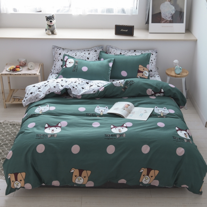 91家纺网 家纺一手货源 找家纺 乐居坊 2020新款简约小清新芦荟棉四件套 单身贵族