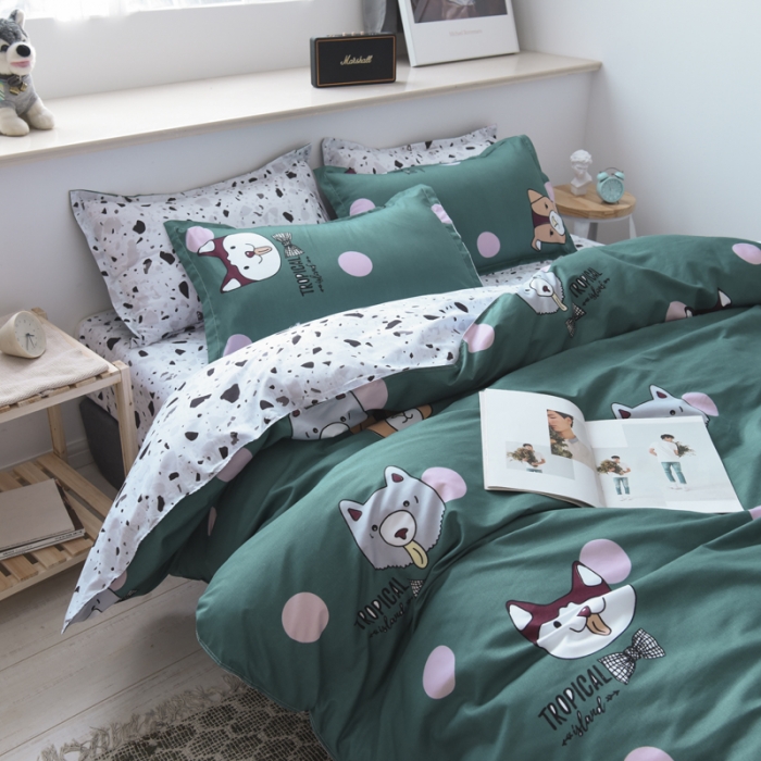 91家纺网 家纺一手货源 找家纺 乐居坊 2020新款简约小清新芦荟棉四件套 单身贵族