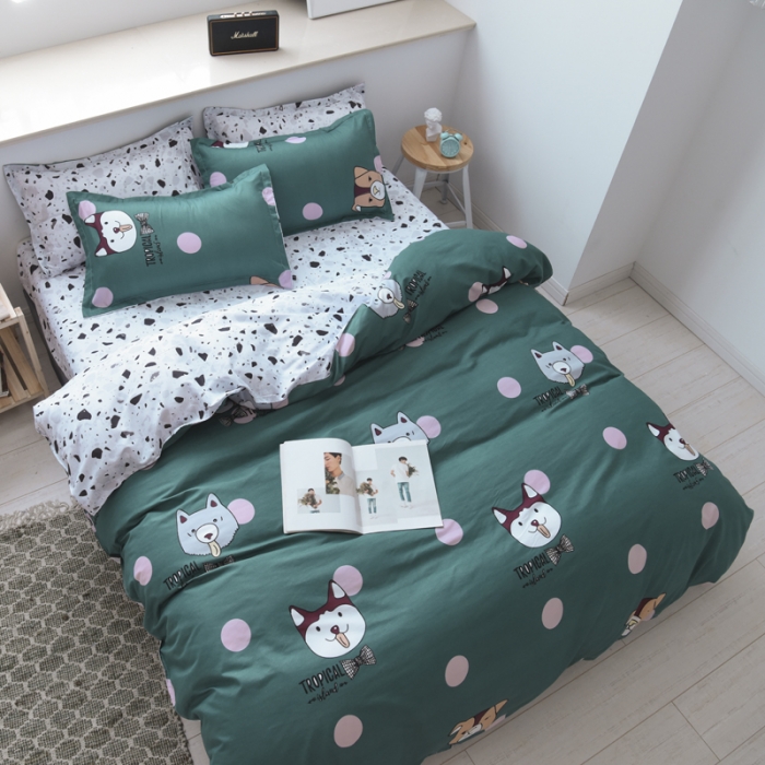 91家纺网 家纺一手货源 找家纺 乐居坊 2020新款简约小清新芦荟棉四件套 单身贵族