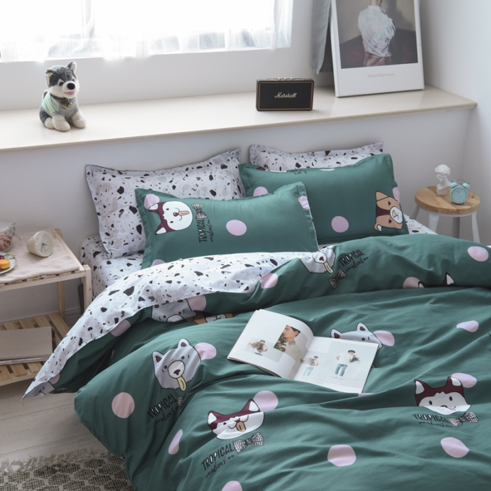 91家纺网 家纺一手货源 找家纺 乐居坊 2020新款简约小清新芦荟棉四件套 单身贵族