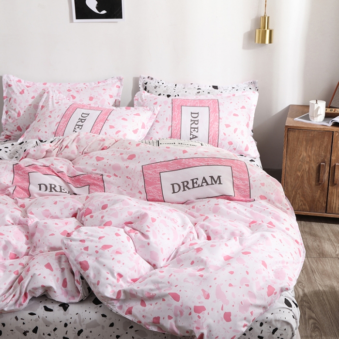 91家纺网 家纺一手货源 找家纺 乐居坊 2020新款简约小清新芦荟棉四件套 都市恋人粉