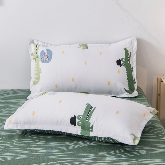 91家纺网 家纺一手货源 找家纺 乐居坊 2020新款简约小清新芦荟棉四件套 鳄鱼先生
