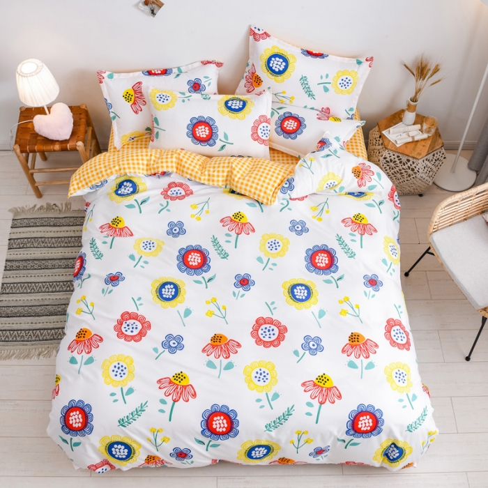 91家纺网 家纺一手货源 找家纺 乐居坊 2020新款简约小清新芦荟棉四件套 梵高印象