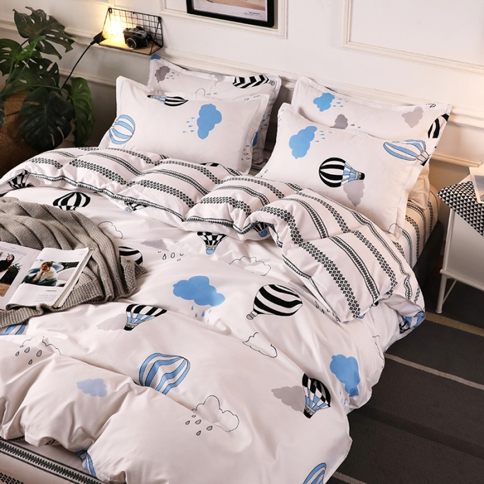 91家纺网 家纺一手货源 找家纺 乐居坊 2020新款简约小清新芦荟棉四件套 放飞梦想