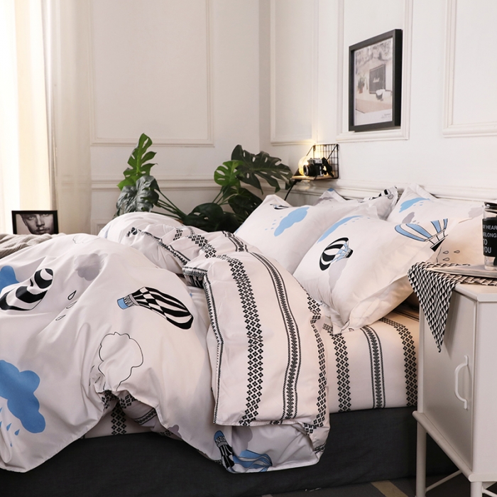 91家纺网 家纺一手货源 找家纺 乐居坊 2020新款简约小清新芦荟棉四件套 放飞梦想