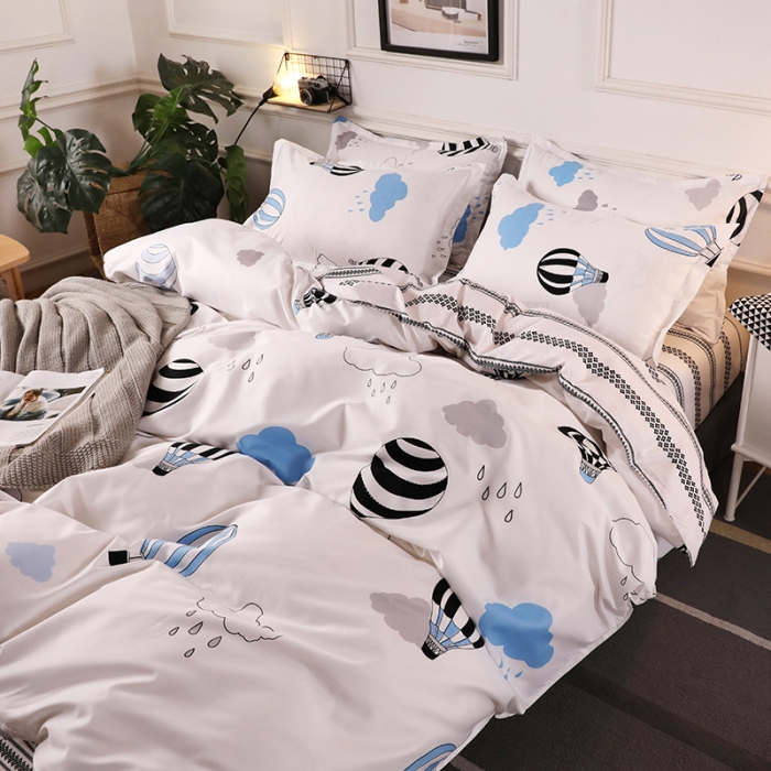 91家纺网 家纺一手货源 找家纺 乐居坊 2020新款简约小清新芦荟棉四件套 放飞梦想