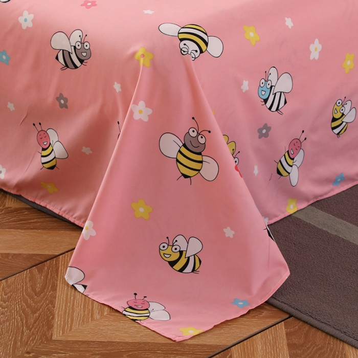 91家纺网 家纺一手货源 找家纺 乐居坊 2020新款简约小清新芦荟棉四件套 蜂之恋粉