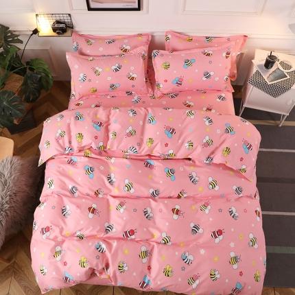 乐居坊 2020新款简约小清新芦荟棉四件套 蜂之恋粉