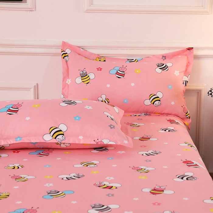 91家纺网 家纺一手货源 找家纺 乐居坊 2020新款简约小清新芦荟棉四件套 蜂之恋粉