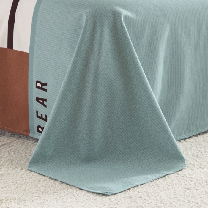 91家纺网 家纺一手货源 找家纺 乐居坊 2020新款简约小清新芦荟棉四件套 乖乖熊