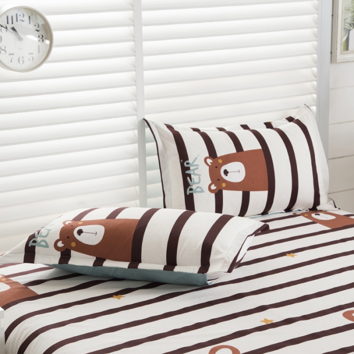 91家纺网 家纺一手货源 找家纺 乐居坊 2020新款简约小清新芦荟棉四件套 乖乖熊